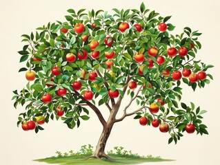 Vintage botanical illustrations of fruit trees, detailed in a classic style.