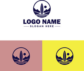 surfboard icon Surfing board Wave board Surf plank flat logo sign symbol editable vector