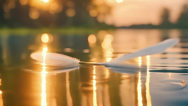 A feather on lake surface 