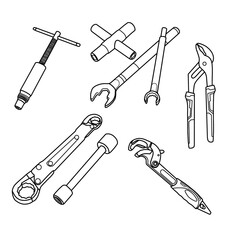Plumbing tools equipment vector illustration. Isolated on a white background