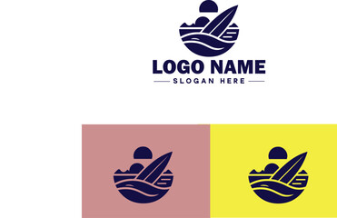 surfboard icon Surfing board Wave board Surf plank flat logo sign symbol editable vector