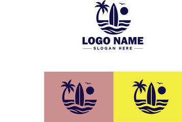 surfboard icon Surfing board Wave board Surf plank flat logo sign symbol editable vector