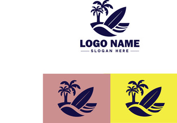 surfboard icon Surfing board Wave board Surf plank flat logo sign symbol editable vector