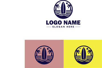surfboard icon Surfing board Wave board Surf plank flat logo sign symbol editable vector