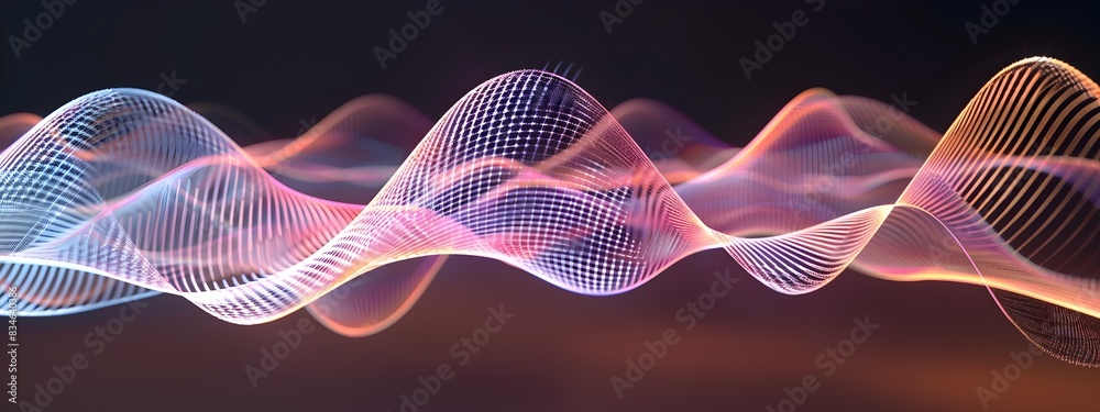 Poster wave interference vibrant sine wave patterns in 3d rendering