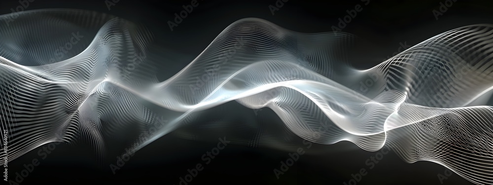 Poster rhythmic wave interference mesmerizing patterns of sine waves in motion