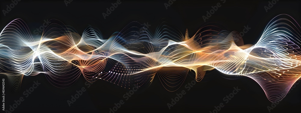 Poster stylized of fourier transform visualizing complex wave dynamics