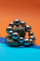 zen stones on blue background