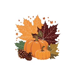 pumpkin and autumn leaves