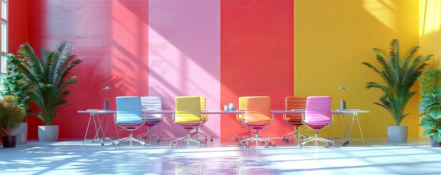 LGBTQ inclusive workplace, flat design, front view, professional theme, 3D render, split-complementary color scheme