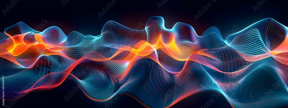 Poster mesmerizing cross correlation waves rendering showcasing dynamic digital abstract art