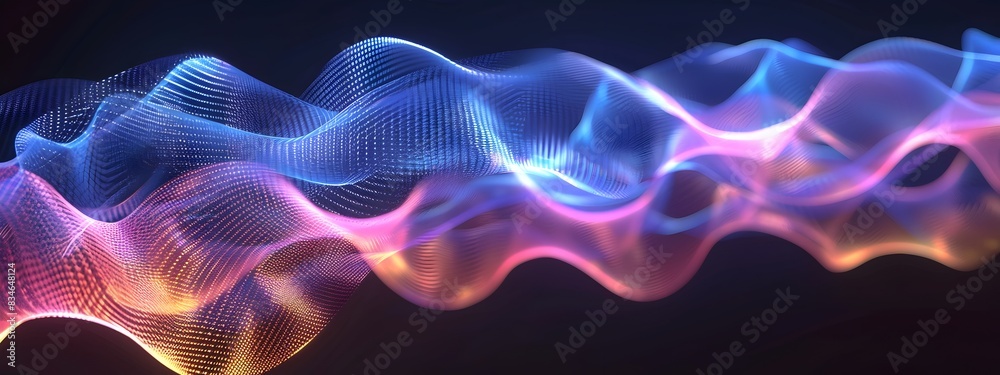 Poster cross correlation function vibrant 3d render of wave patterns and connections