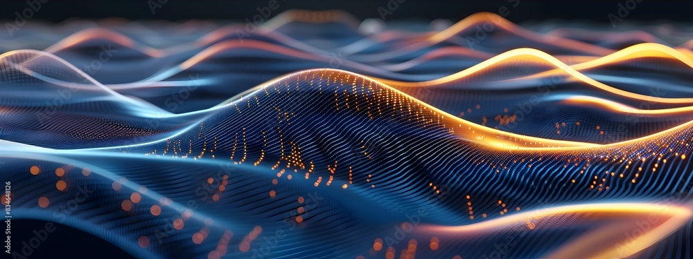 Poster captivating 3d rendering of cross correlation function between waves