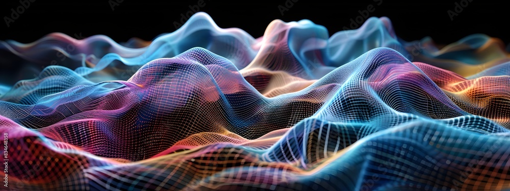 Poster mesmerizing wavelet packet digital fractal patterns in motion