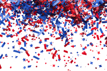 A red, white, and blue confetti shower with stars