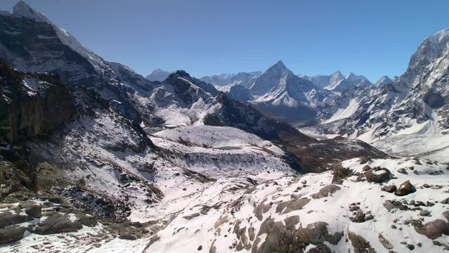 Aerial landscape of Chola pass view from Everest national park, Nepal, Asia