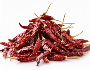 Dried red chili on white background. Clipping path included.