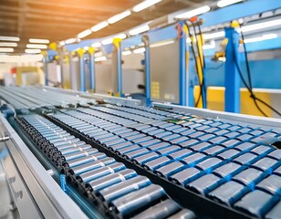 Automated conveyor belt in a modern factory. Industrial background.