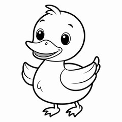 Adorable cartoon duckling drawing for kids, cute, charming, with a sweet and friendly character
