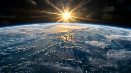 Stunning View of Earth from Outer Space Showcasing the Planet's Vast Beauty and Fragile Atmosphere. Concepts of Global Unity, Environmental Awareness, and Space Exploration.