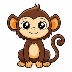 Adorable Cartoon Monkey Illustration perfect for kids and childrens graphic art projects
