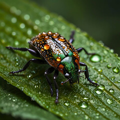 Naklejka premium The mysterious world of macro insects in the grass