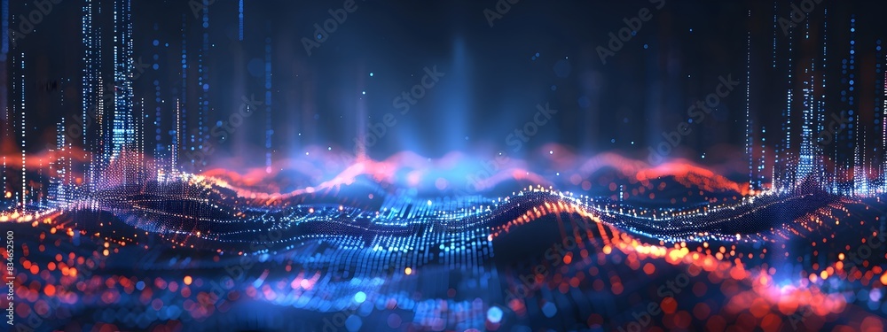 Poster mesmerizing amplitude modulation index captivating 3d visualization of digital patterns and fractals