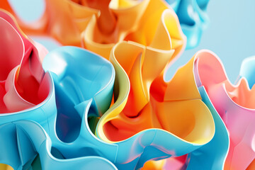 Abstract vibrant, colorful fabric waves with iridescent hues.