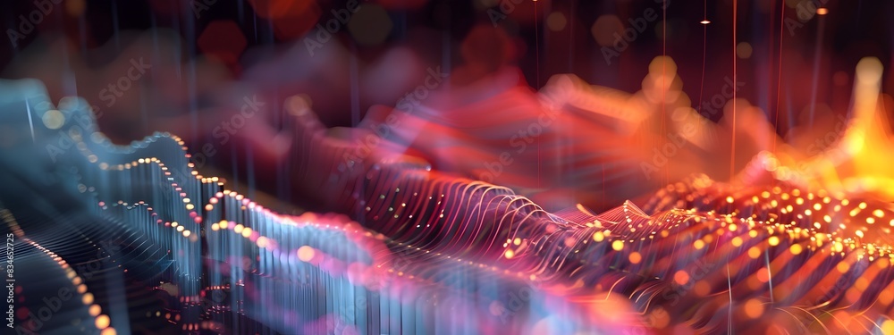 Poster vibrant phase modulation index abstract digital of dynamic waves and particle patterns