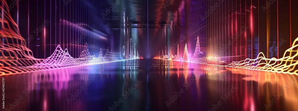Poster visually captivating of phase modulation index showcasing futuristic digital patterns and vibrant
