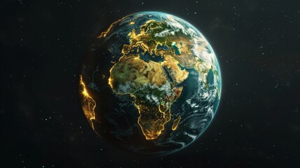 Naklejka premium An artistic representation of the Earth as a puzzle sphere, with pieces coming together to form the complete planet,
