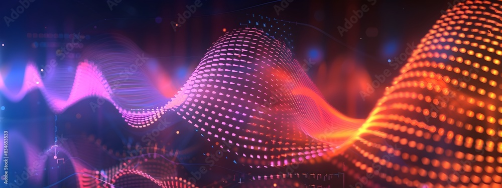 Poster captivating neon waves visualizing the dynamics of signal to noise