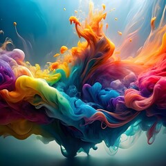 Obraz premium abstract design of colorful ink waves flowing unde
