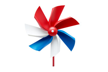 A windmill with a red, white, and blue color scheme