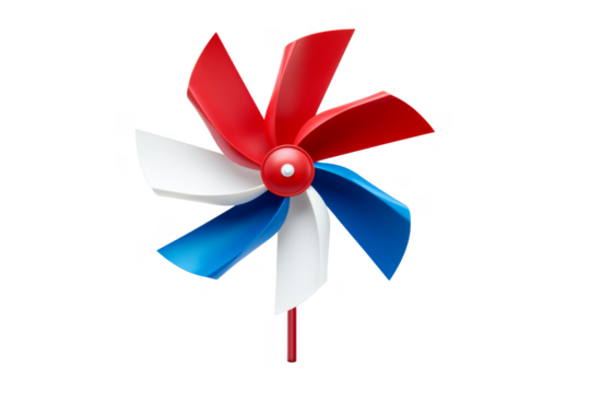 A windmill with a red, white, and blue color scheme