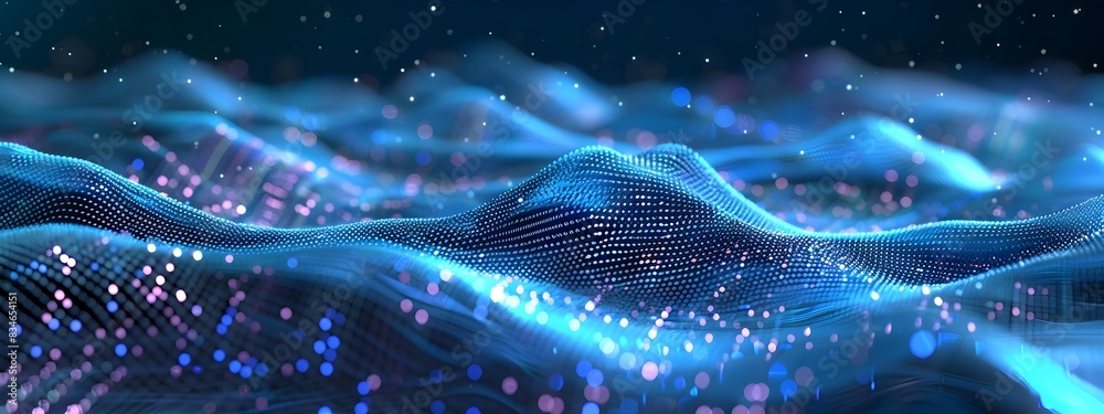 Poster carrier wave futuristic digital waves and modulation patterns in 3d rendering