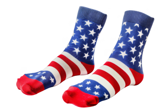 Two socks with stars and stripes on them