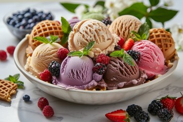 ice cream scoops, including pistachio