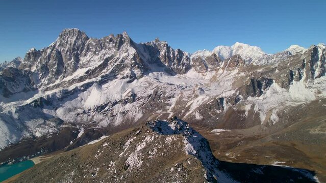 Aerial view of Himalaya mountains range from Gokyo Ri, Everest national park, Nepal, Asia