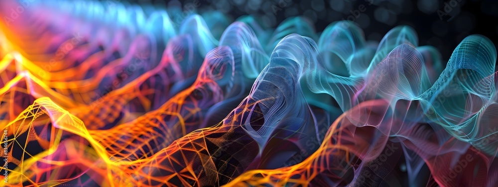 Poster vibrant frequency division multiplexing visualizing the complex transmissions of data and signals