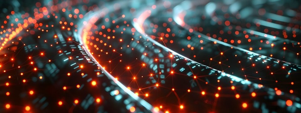 of Time Division Multiplexing Colorful Glowing Waves Depicting Multiplexing in Time Slots