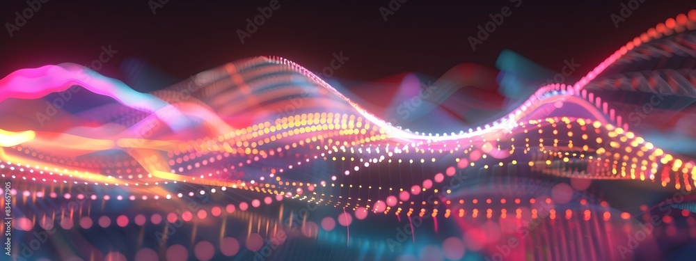 Poster abstract digital wave patterns representing frequency bandwidth