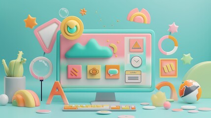 Modern Gamification Interface Design for Reward-Based Interaction and Progress Tracking - 3D Render