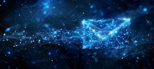 Polygonal message on the dark blue background