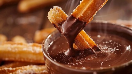 "Crispy and delicious churros, best paired with a rich and creamy chocolate sauce. The perfect treat for any occasion!"