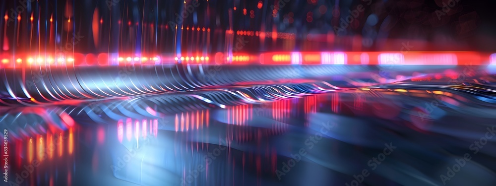 Poster vibrant 3d rendering of a band pass filter allowing specific frequency ranges