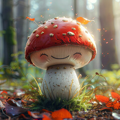smiling mushroom cartoon character