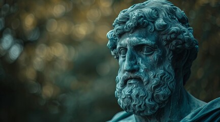 Naklejka premium Weathered bronze statue with intricate details
