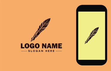 fountain pen icon Ink pen Quill pen Writing pen flat logo sign symbol editable vector