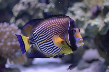 Colorful tropical fish swimming in underwater reef